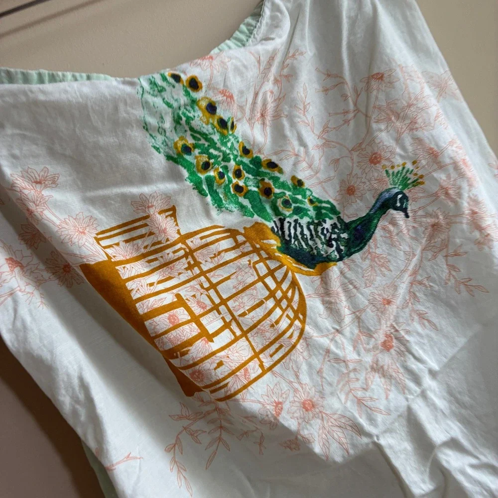 Opalhouse Peacock Bird Cage Pillowcase 22x18 Mint Green Cotton Bedding